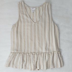 Japna • Beige & Cream Peplum Tank